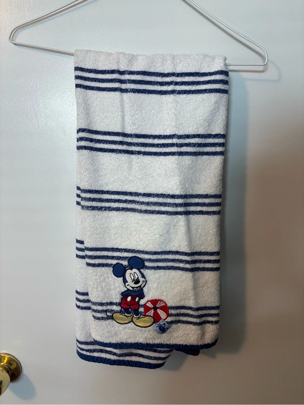 Vintage Y2K Disney Mickey Mouse Embroidered Summer Striped Beach Towel
